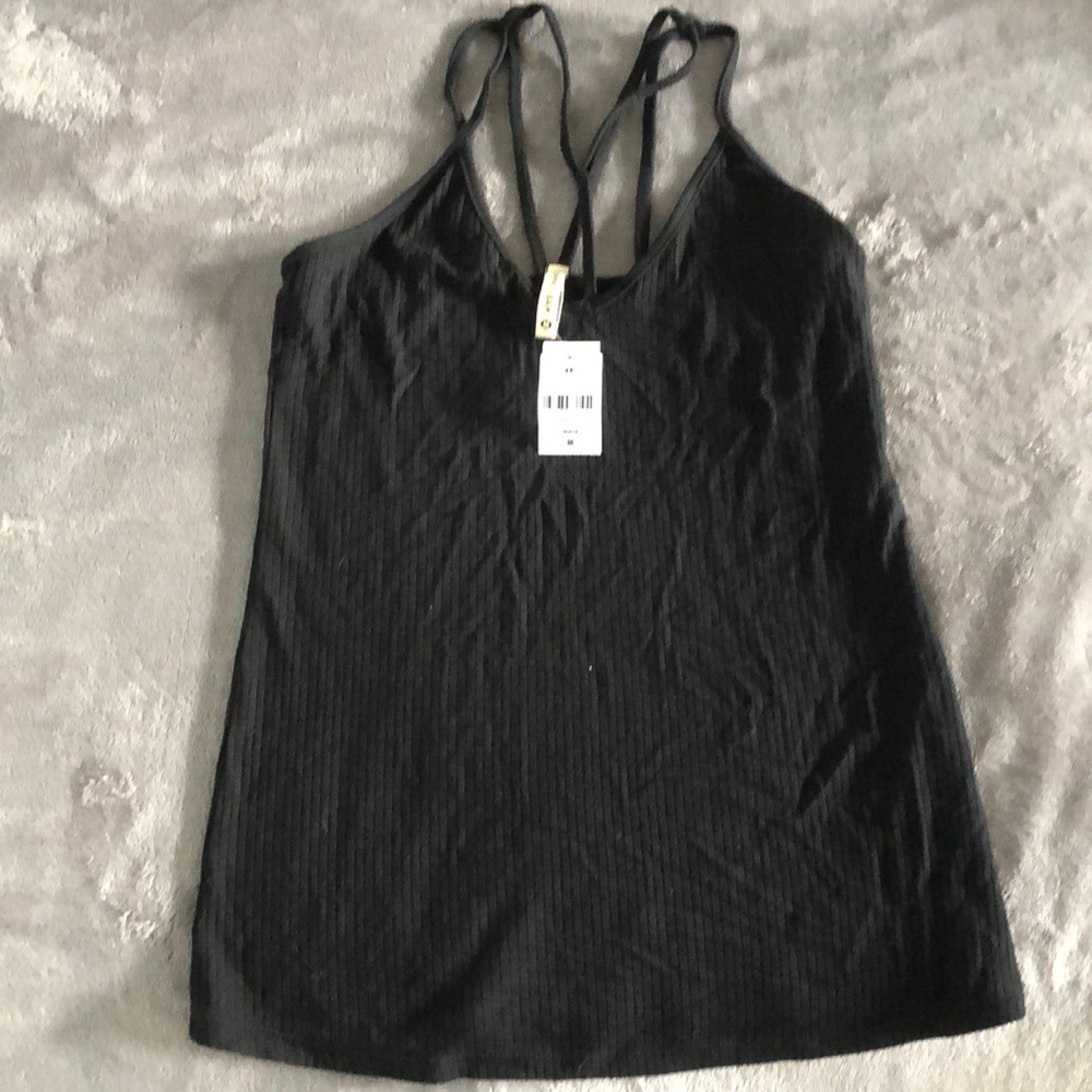 Emma and Sam Black ribbed tank top